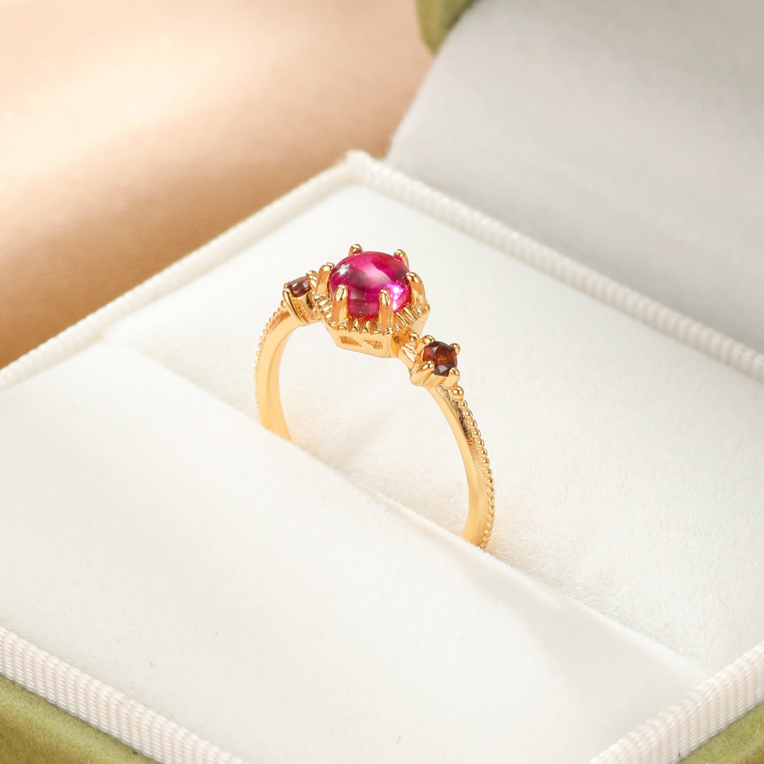 Bague Cornaline – Flamme Royale, Argent Plaqué Or