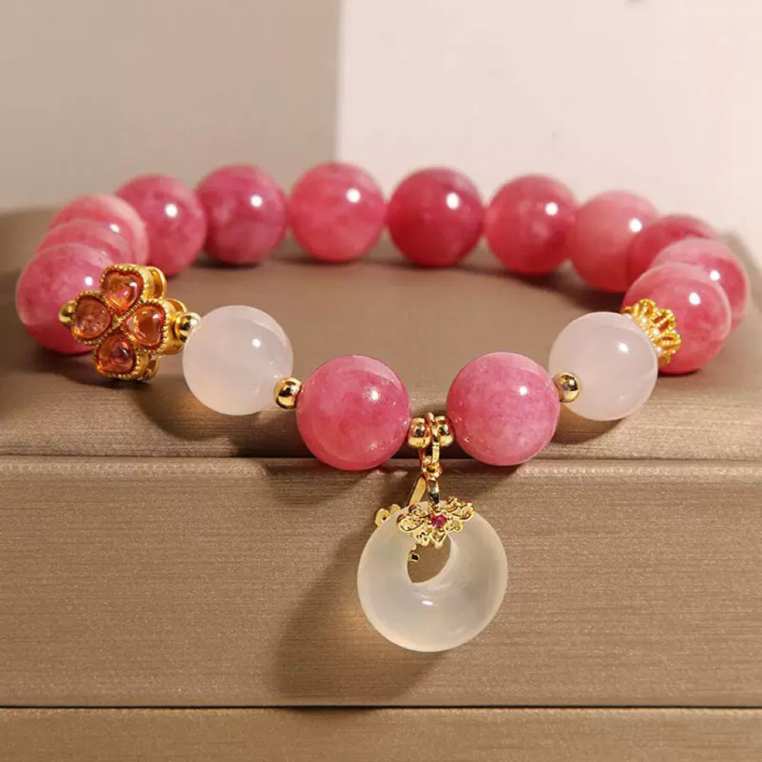 Bracelet Tourmaline Rose et Jade Blanc – Chance Éclatante