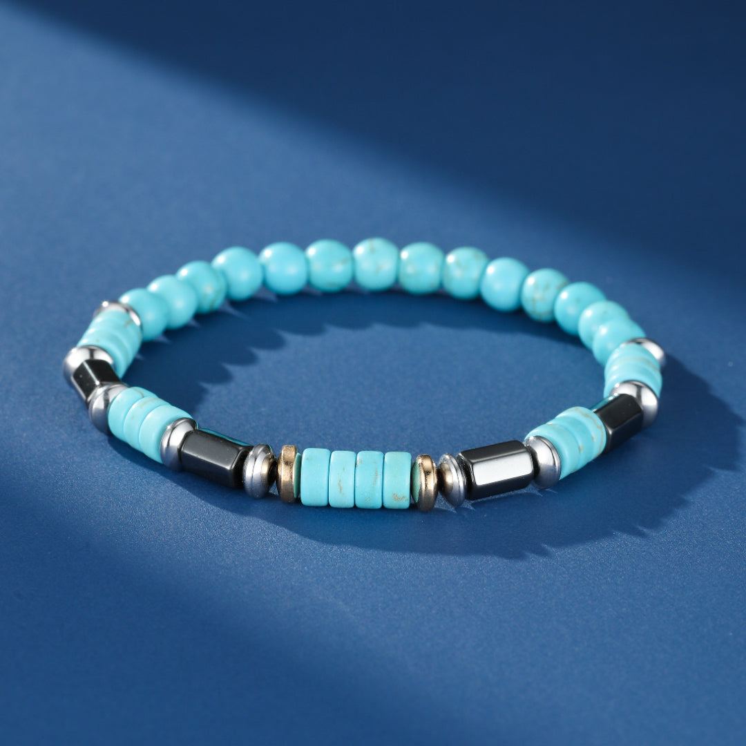 Bracelet Homme Hématite Turquoise – Élan Céleste