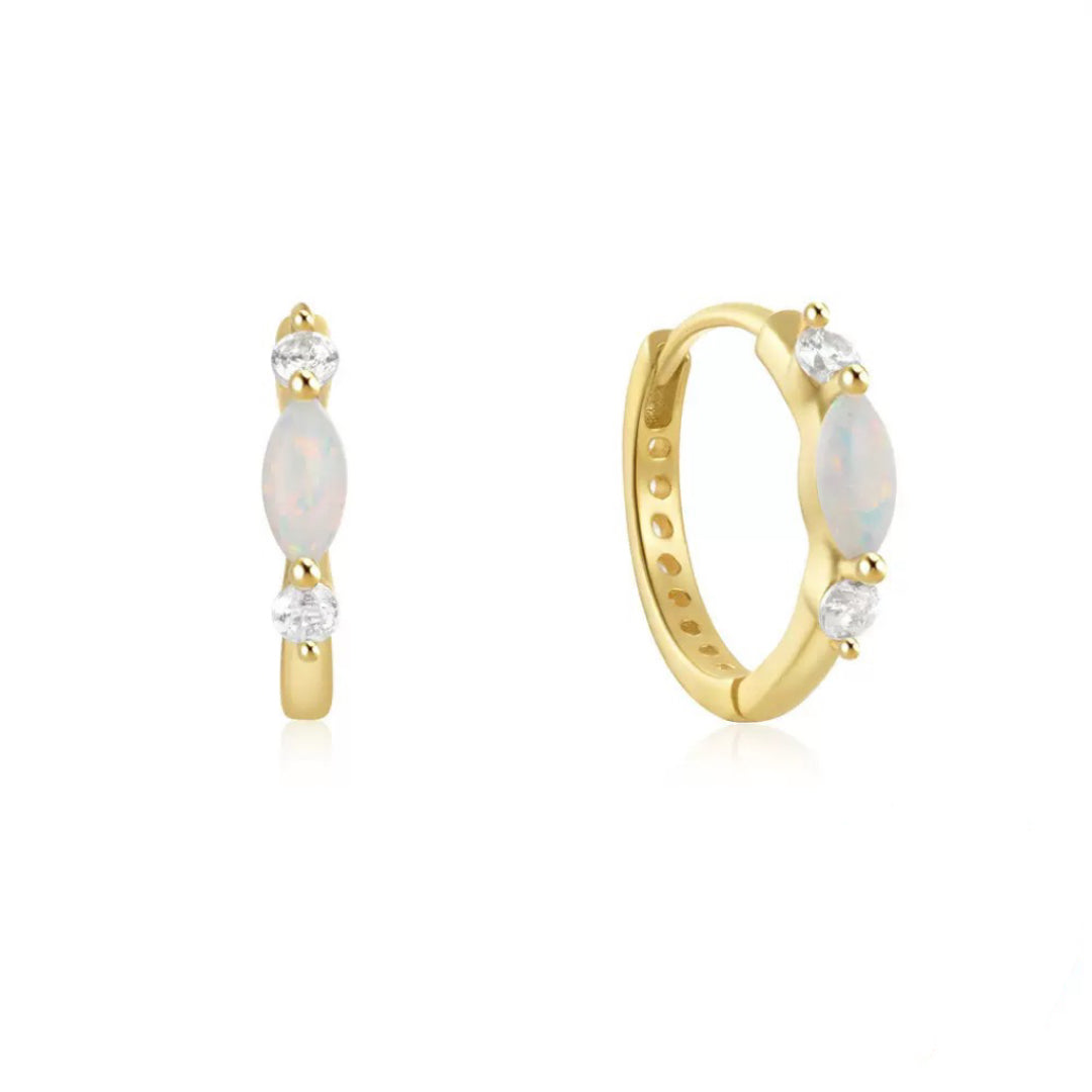 Boucles d'Oreilles Opale – Halo Intemporel, Argent