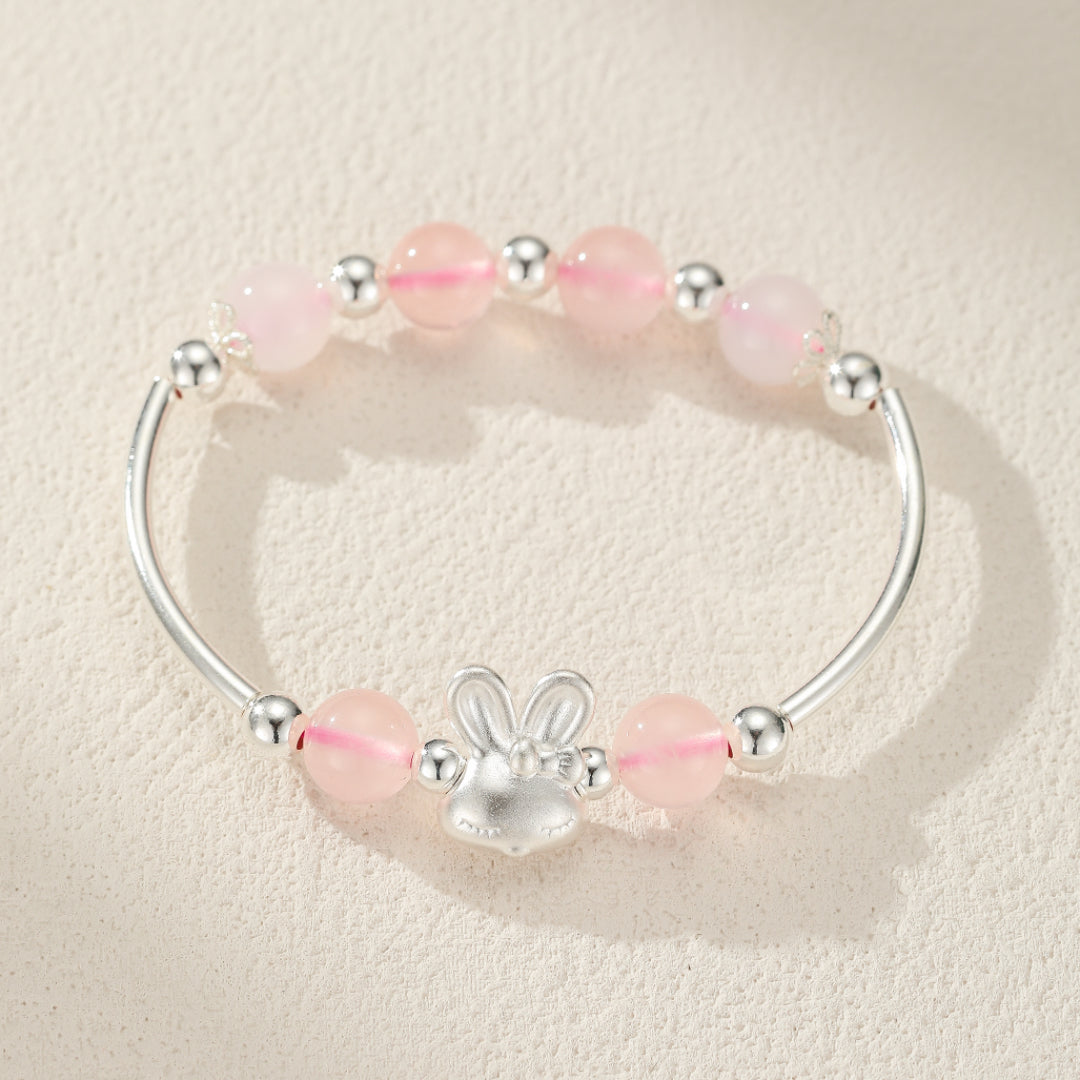 Bracelet Enfant Quartz Rose – Lapin Doux, Argent