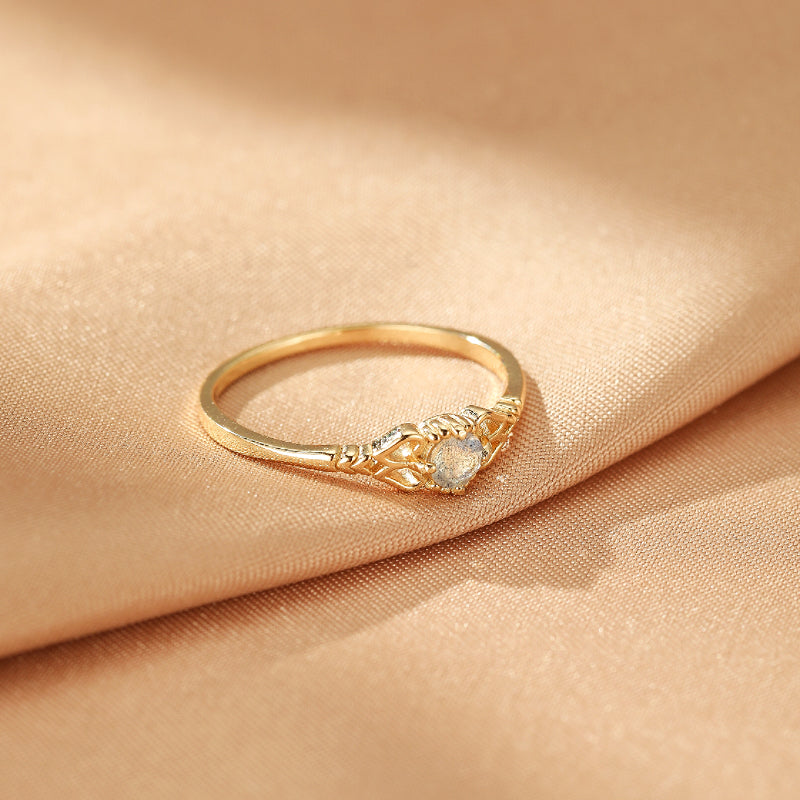 Bague Labradorite – Éclat d'Amour, Argent Plaqué Or