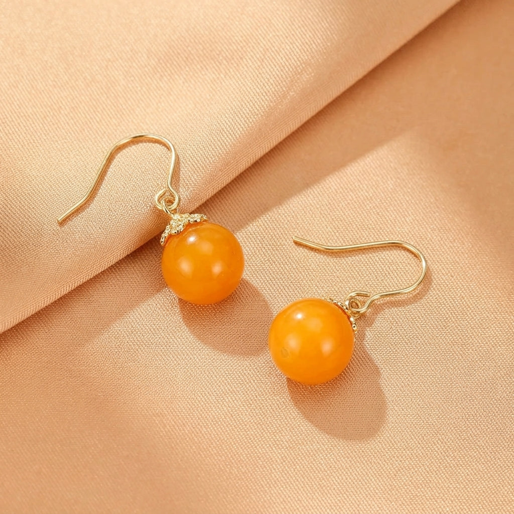 Boucles d'Oreilles Ambre et Turquoise – Harmonie Naturelle, Argent Plaqué Or