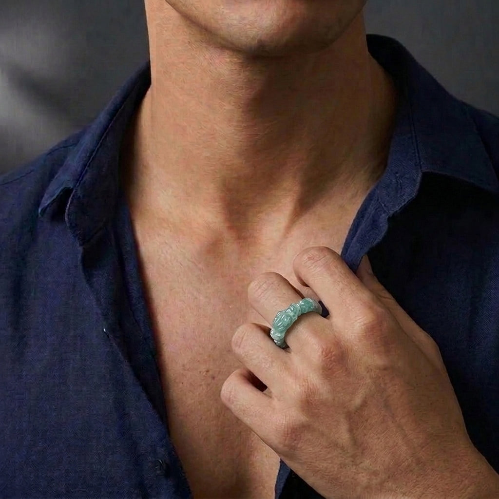 Bague Homme Jadéite Bleue – Maître du Destin