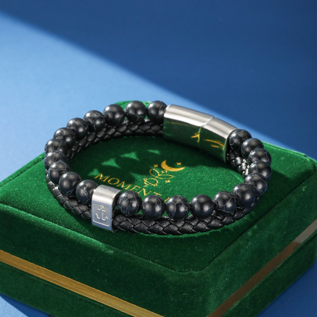 Men's Leather Anchor Bracelet – Marine Balance