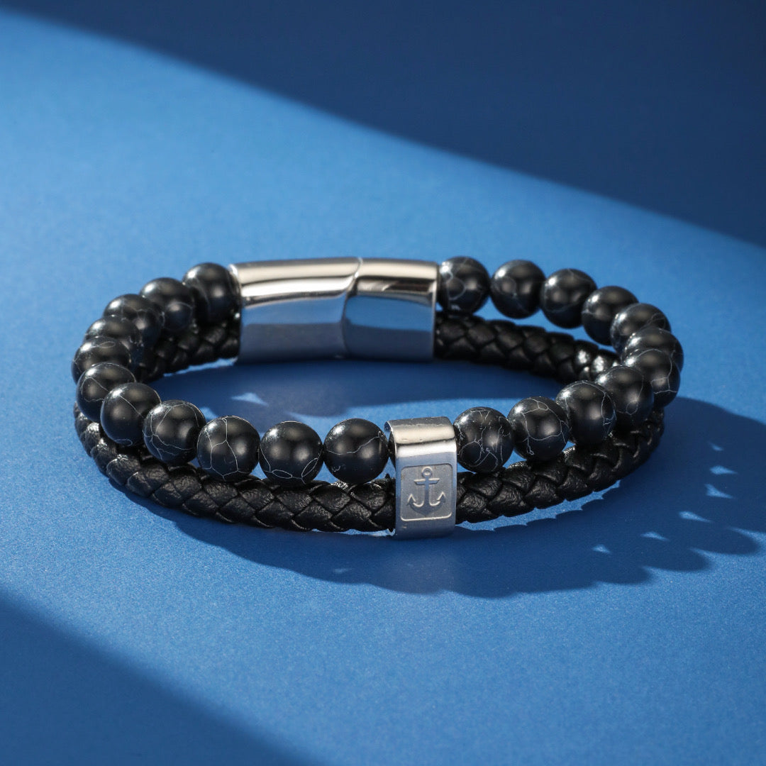 Men's Leather Anchor Bracelet – Marine Balance