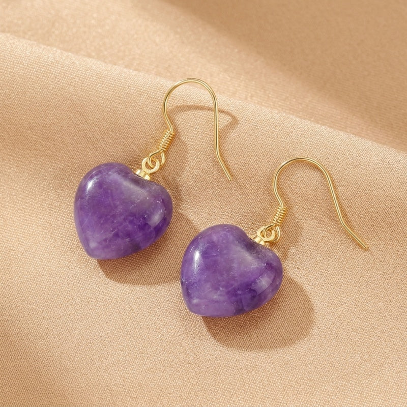 Boucles d'Oreilles Améthyste – Amour Serein, Argent Plaqué Or