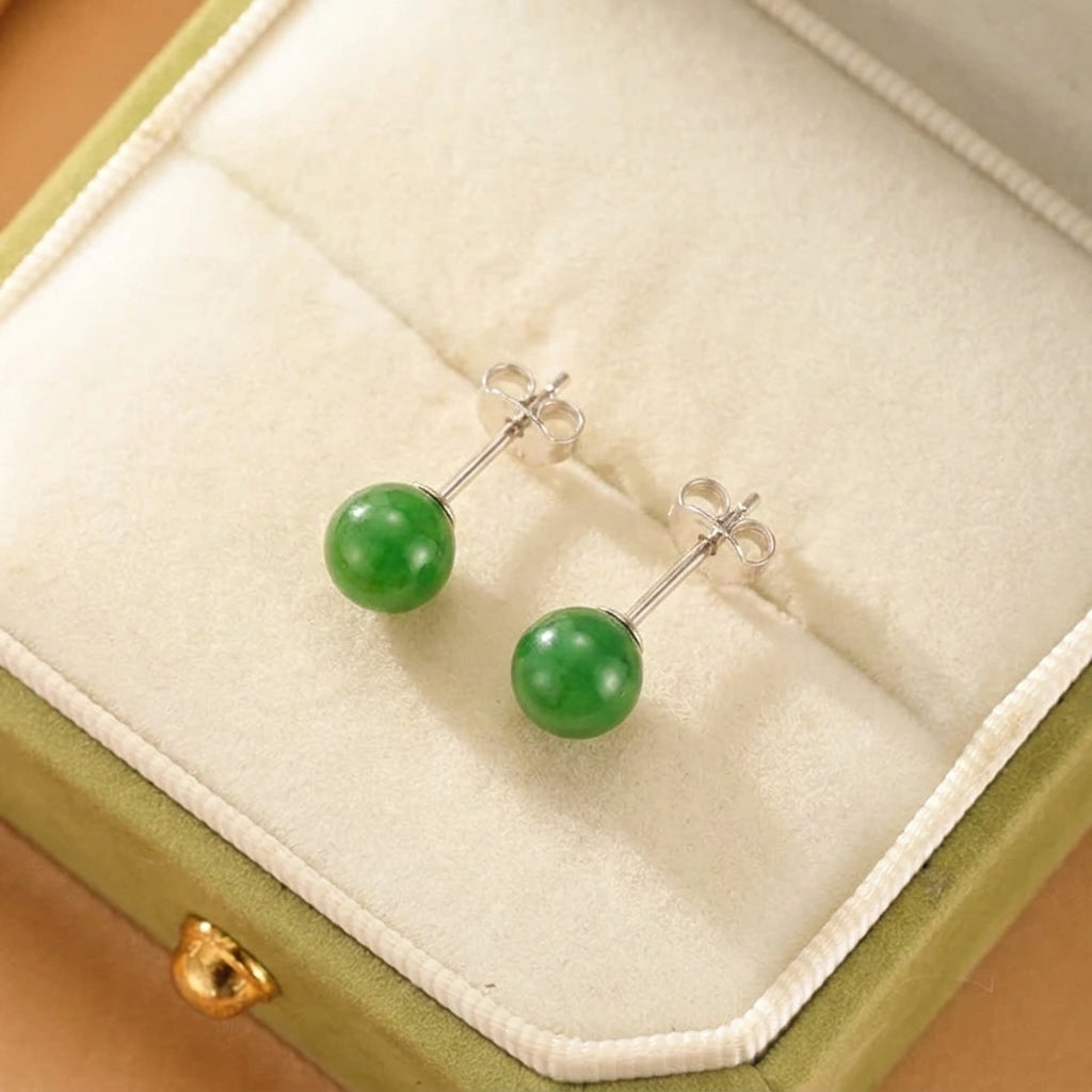 Boucles d'Oreilles Jade Néphrite – Tendre Merveille, Argent