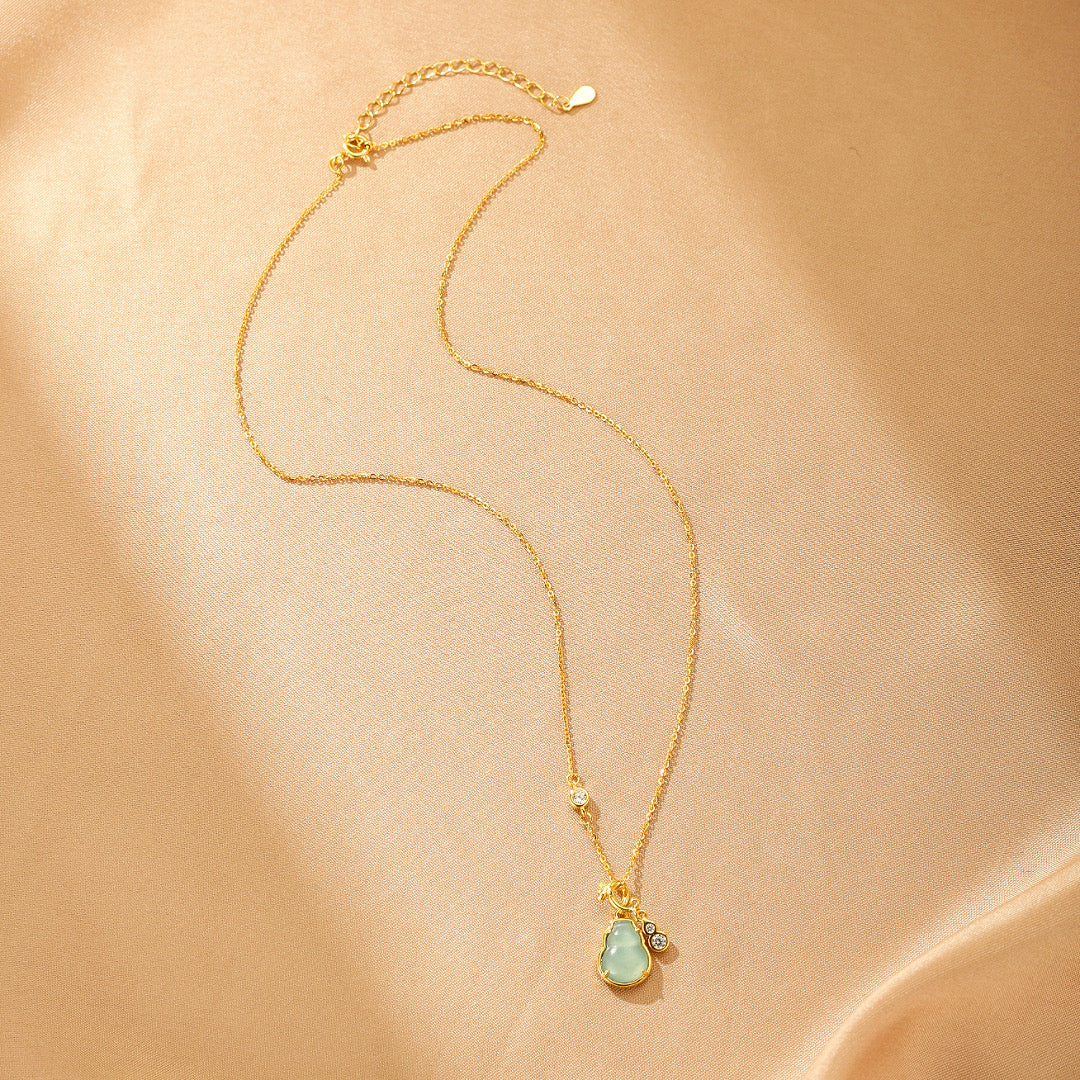Collier Jadeïte – Évasion Précieuse, Argent Plaqué Or