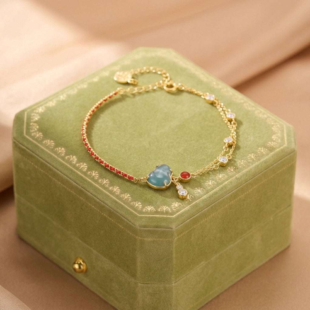 Bracelet Jadéite – Étreinte Céleste, Argent Plaqué Or