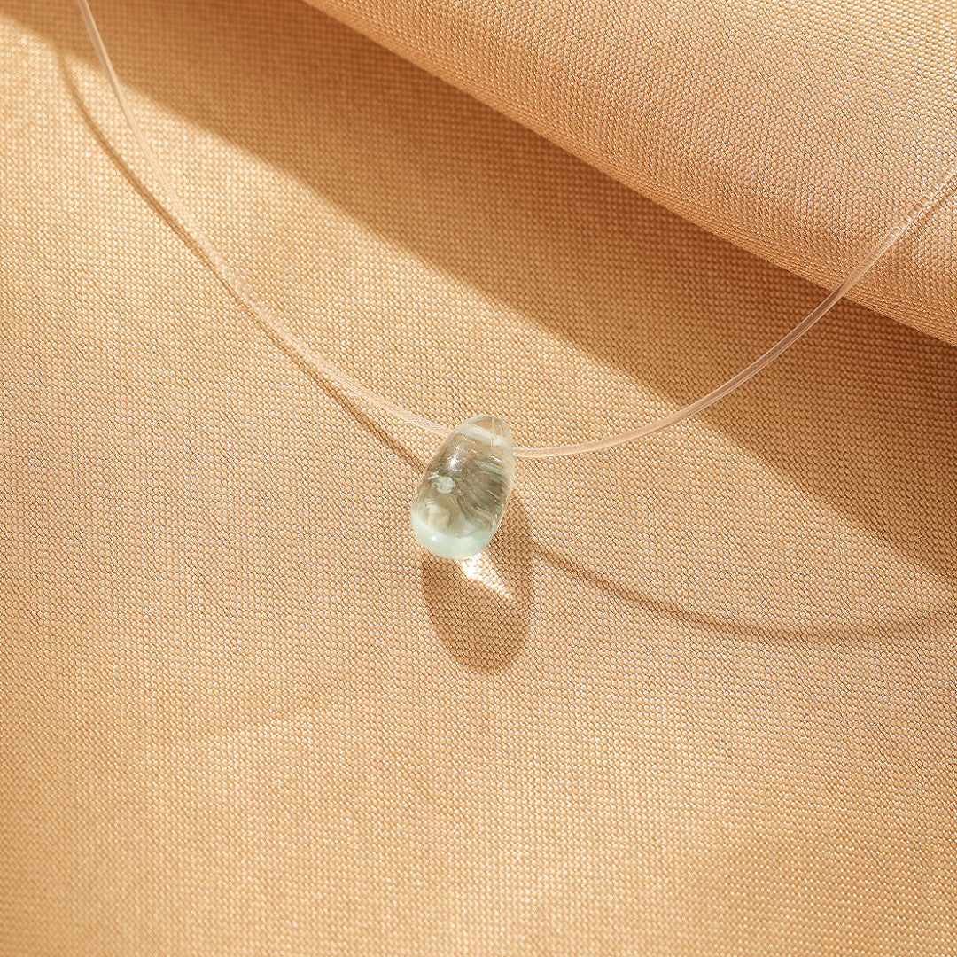 Collier Flottant Aigue-Marine – Goutte Marine, Argent