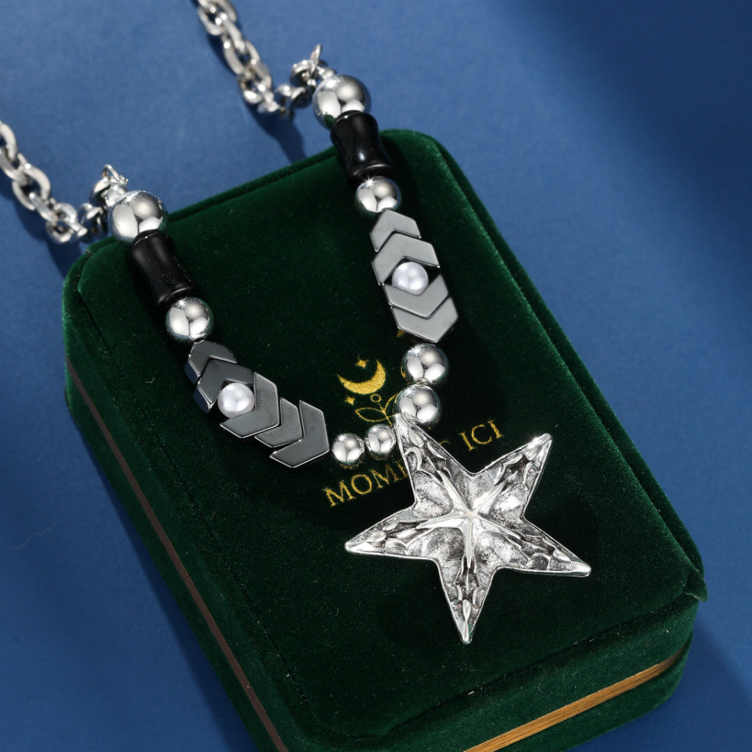 Collier Homme Hématite – Étoile Franche