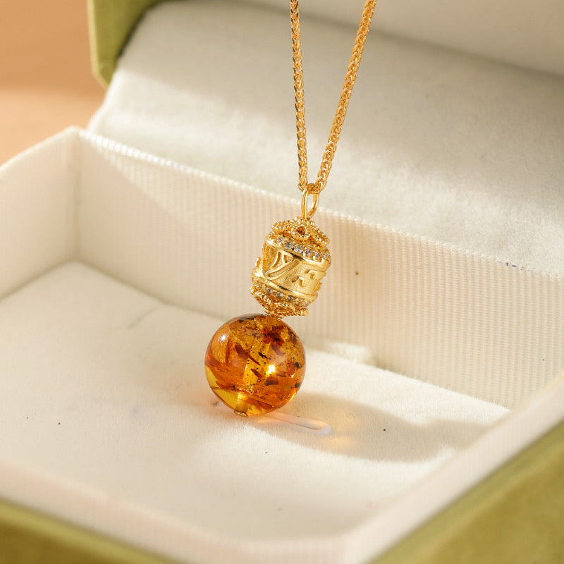 Collier Ambre – Lueur d’Ambre, Argent Plaqué Or