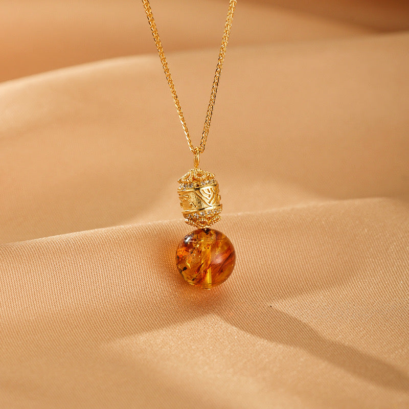 Collier Ambre – Lueur d’Ambre, Argent Plaqué Or