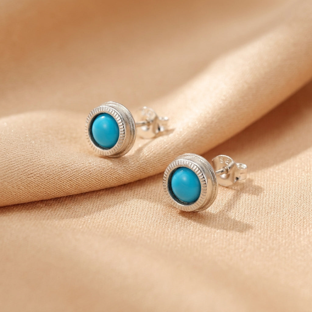 Boucles d'Oreilles Turquoise – Larmes d’Oasis, Argent