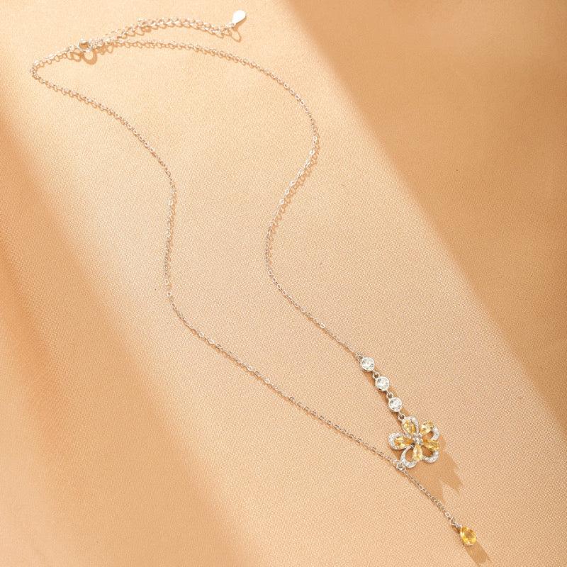 Collier Citrine – Pétale Lumineux, Argent