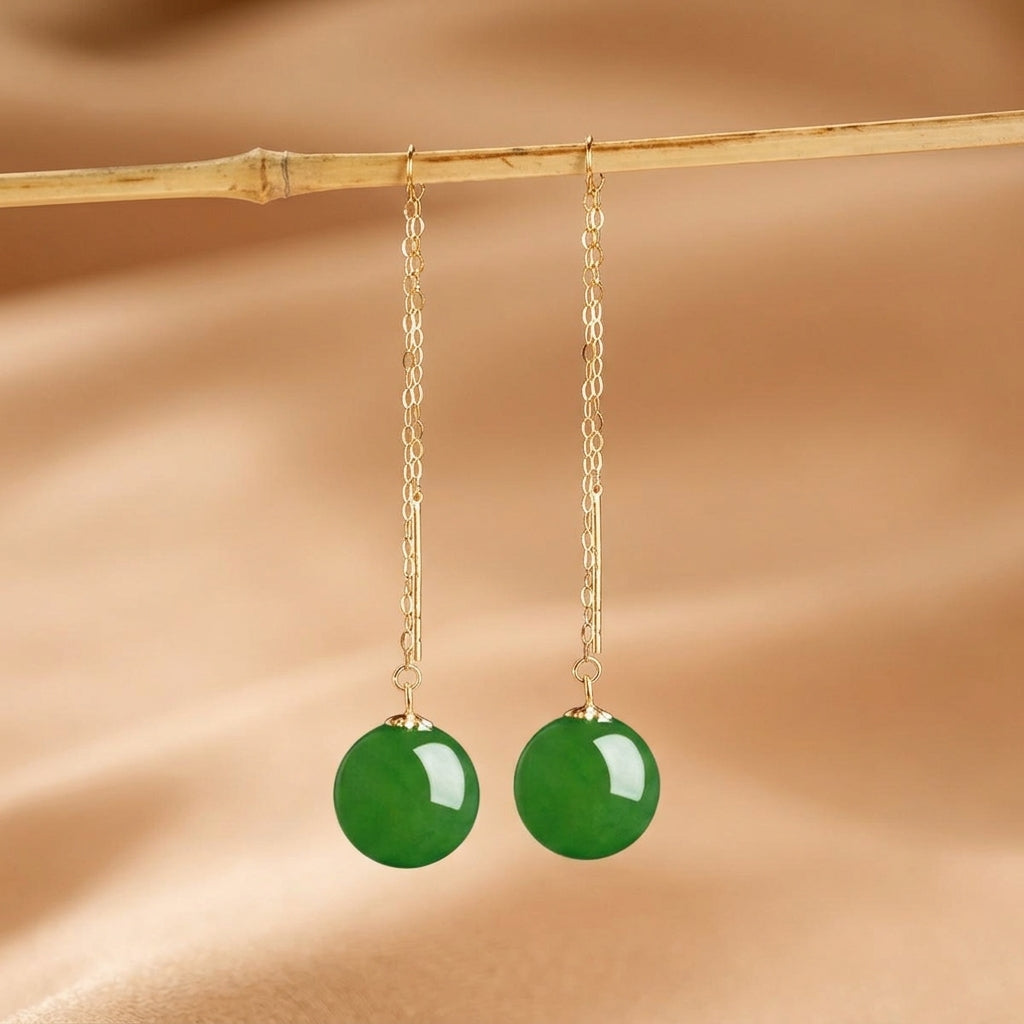 Boucles d'Oreilles Jade Néphrite – Charme d’Exception, Or 18K