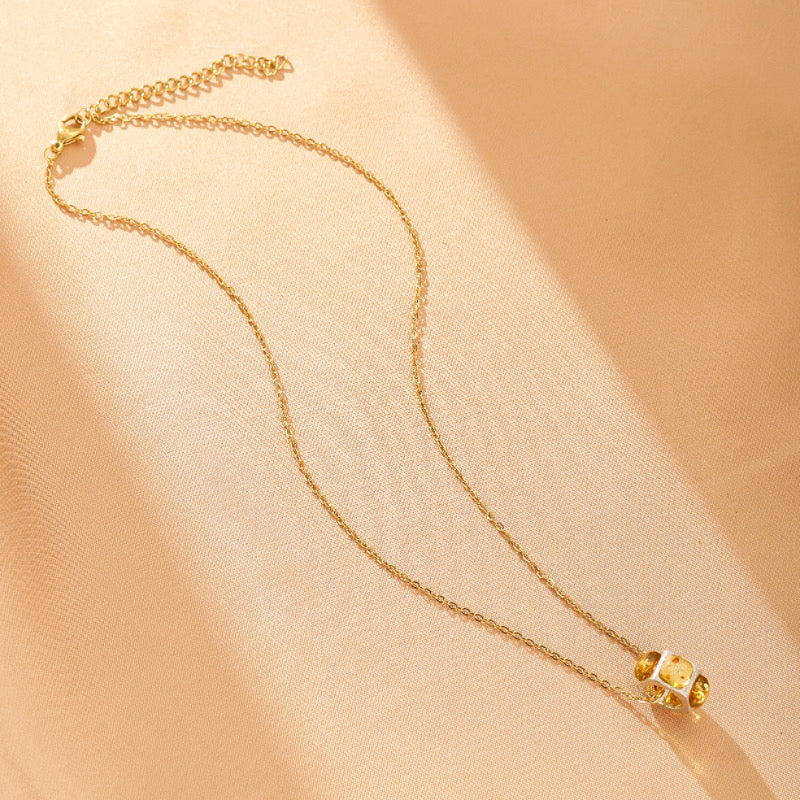 Collier Ambre - Soleil d’Automne, Argent