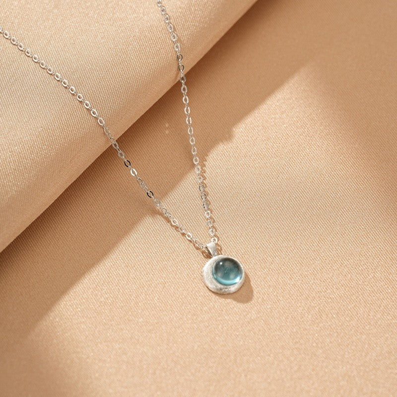 Collier Lune Aigue-marine – Souffle de Nuit, Argent