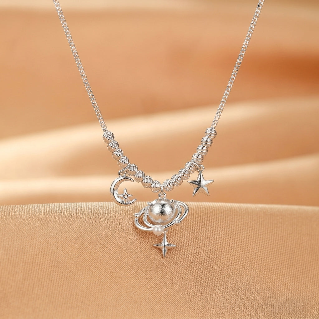 Moon Pearl Necklace – Enchanted Night, Silver