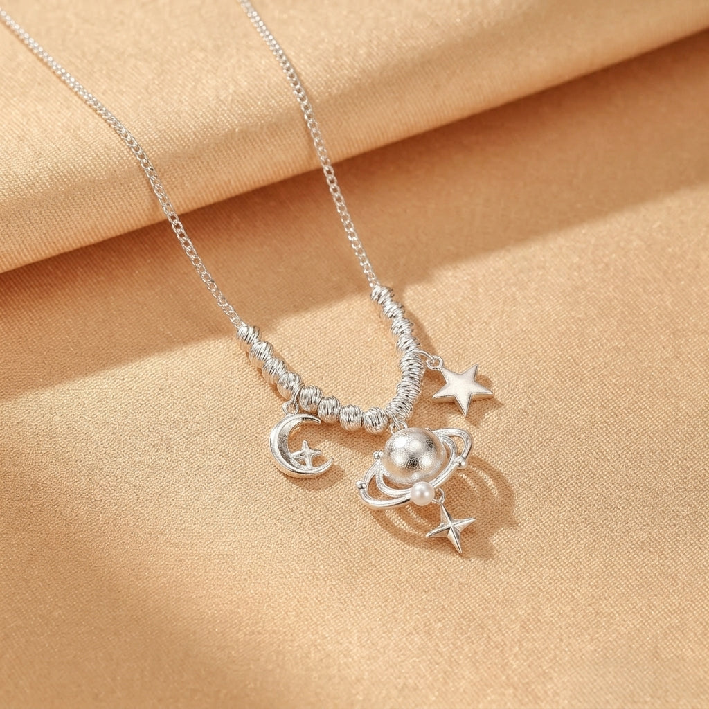 Moon Pearl Necklace – Enchanted Night, Silver