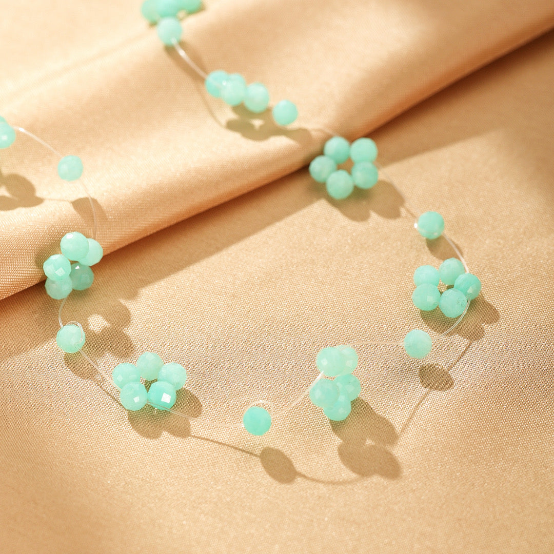 Collier Flottant Amazonite – Fleur du Ciel, Argent