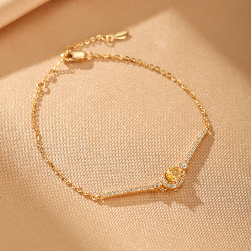 Bracelet Citrine – Rêve Doré, Argent Plaqué Or