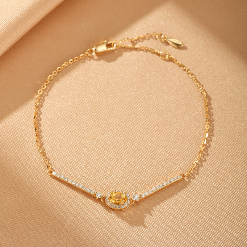 Bracelet Citrine – Rêve Doré, Argent Plaqué Or
