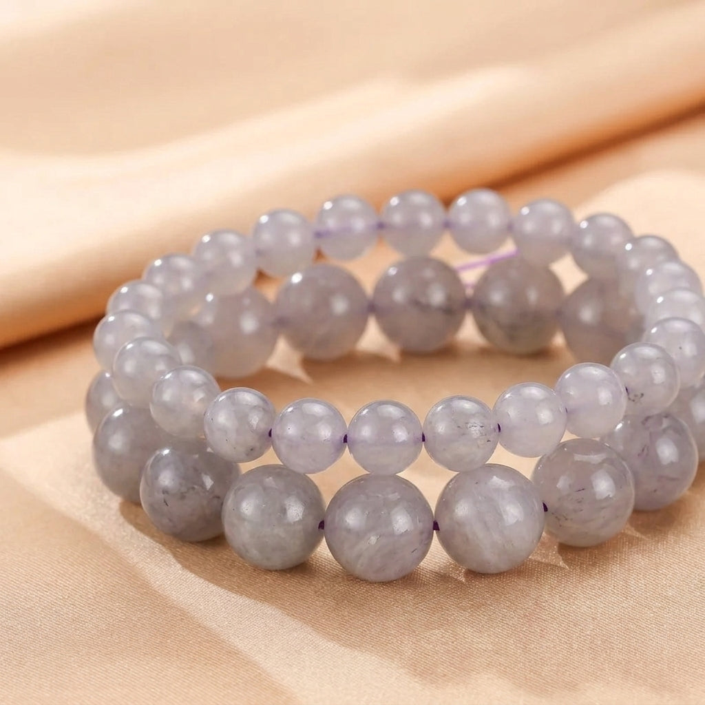 Bracelet Jade Néphrite Fumé Violet – Sérénité Violette