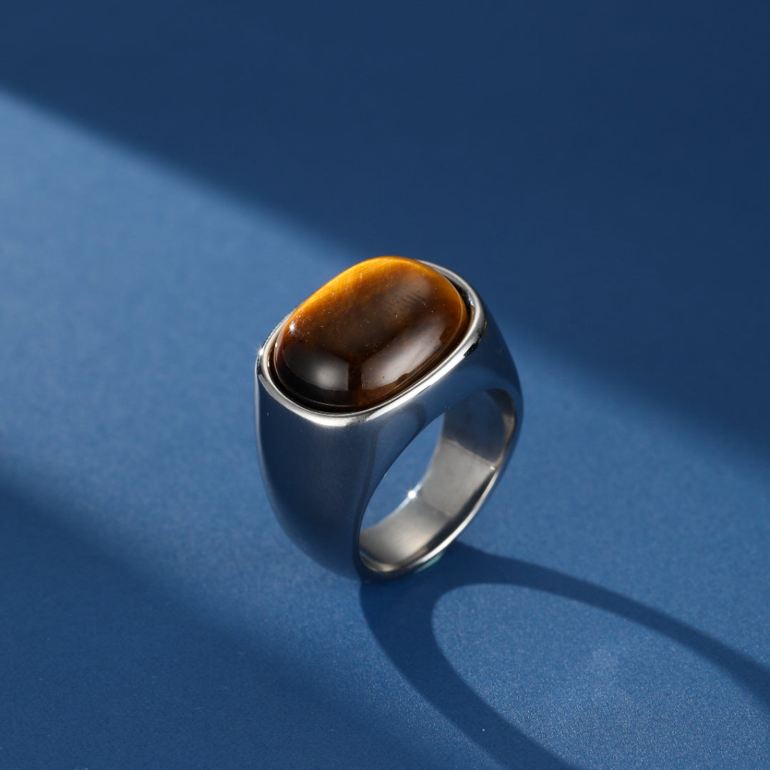 Bague Homme Œil de Tigre – Impact Solaire