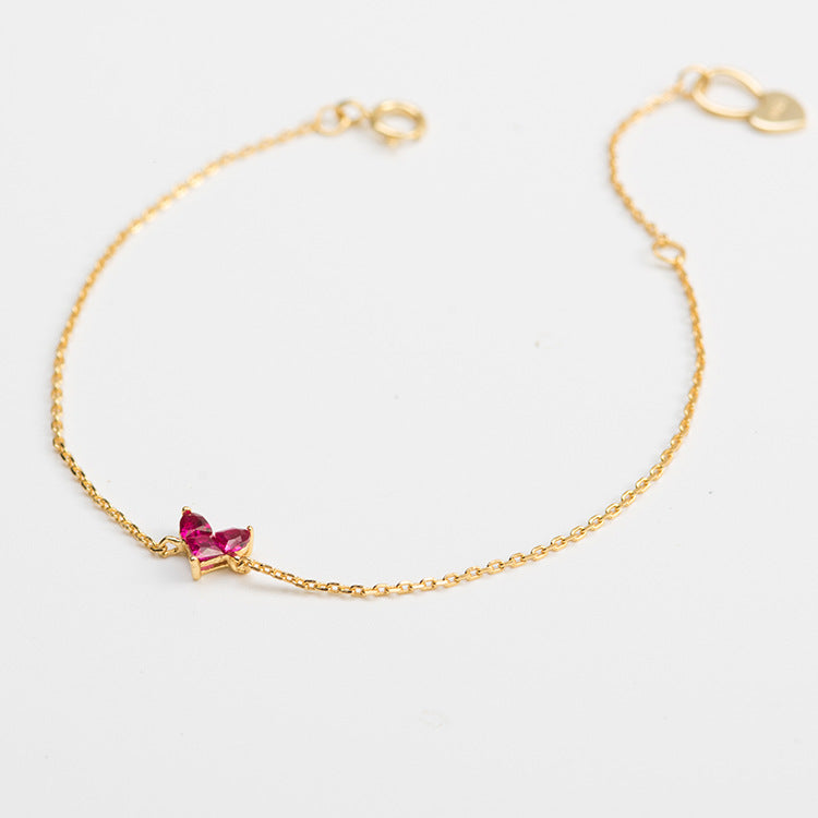 Bracelet Cornaline – Papillon Éclatant, Argent Plaqué Or 18K