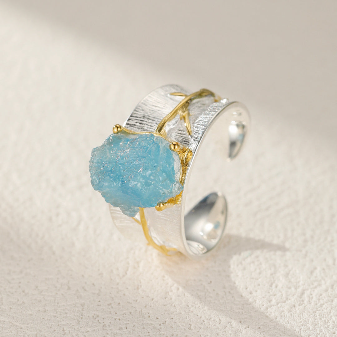 Bague Aigue Marine – Aura Maritime, Argent