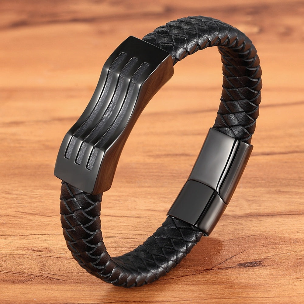 Bracelet Homme en Cuir – Vague