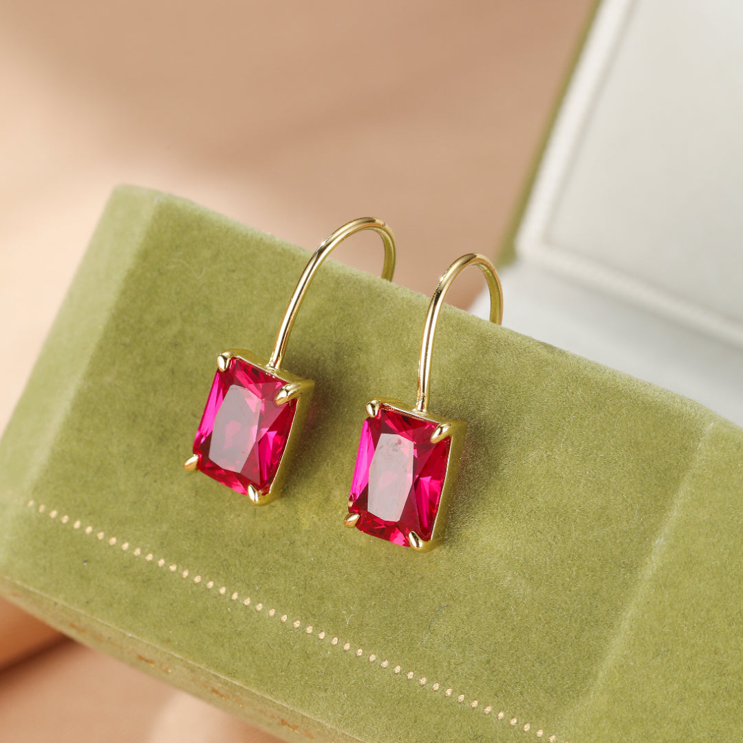 Boucles d’Oreilles Cornaline – Élégance Pourpre, Argent Plaqué Or