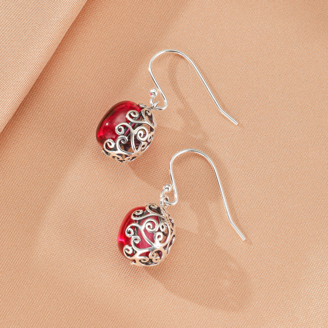 Boucles d’Oreilles Cornaline – Reflets d’Orient, Argent
