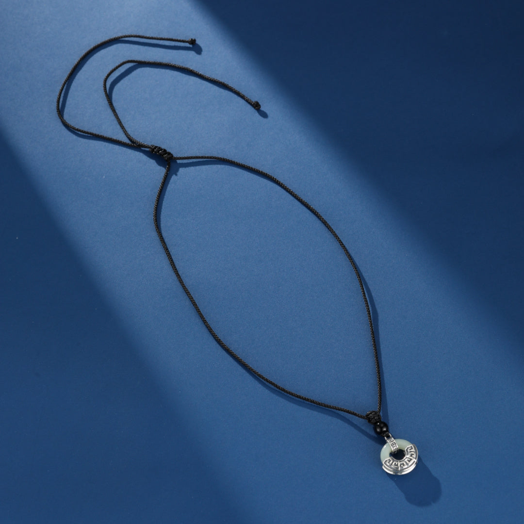 Collier Homme Jade et Obsidienne – Équilibre Ancien, Argent 925