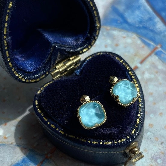 Boucles d'Oreilles Turquoise – Étreinte du Ciel, Argent Plaqué Or