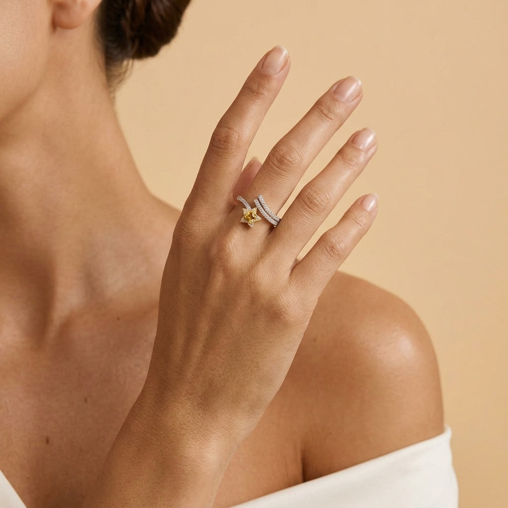 Bague Citrine – Étreinte de Soleil, Argent