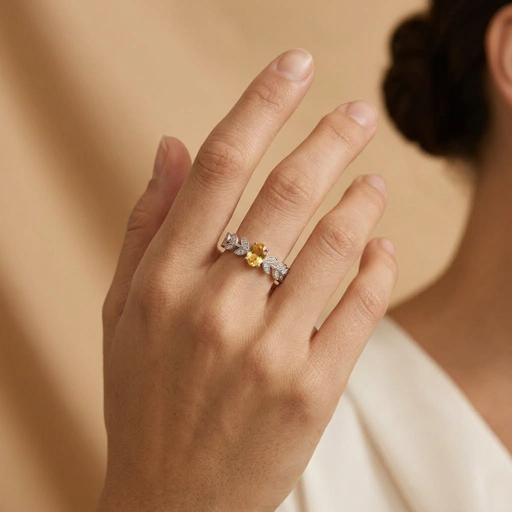 Bague Citrine – Abondance Dorée, Argent