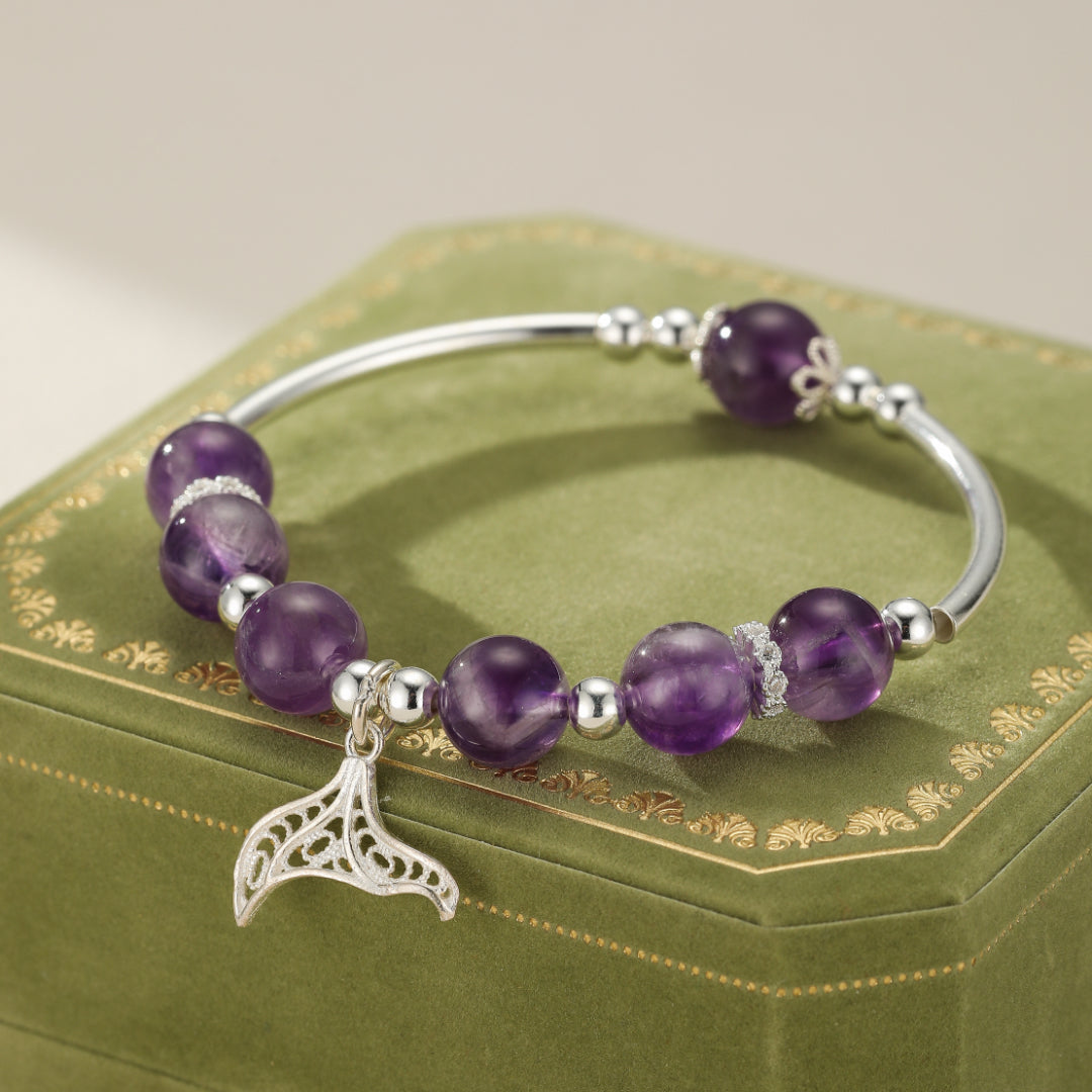Bracelet Enfant Améthyste – Queue de Sirène, Argent 925