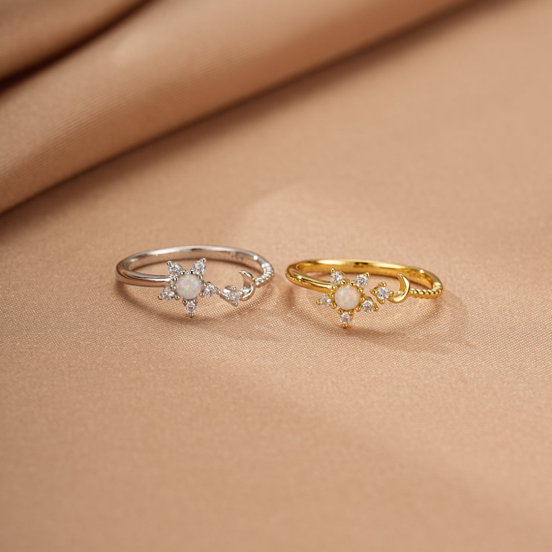 Bague Opale – Lune Stellaire, Argent