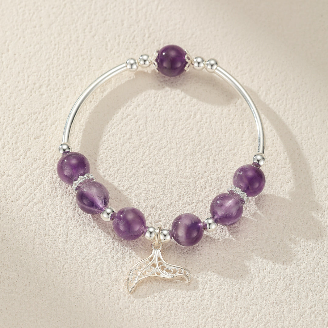 Bracelet Enfant Améthyste – Queue de Sirène, Argent 925
