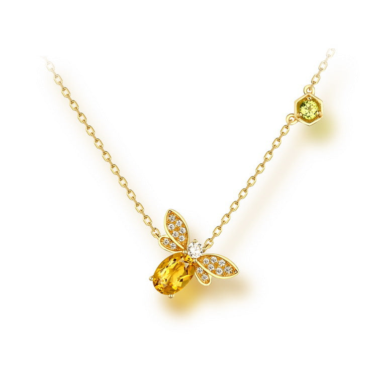 Collier Citrine et Péridot - Vol Lumineux, Argent Plaqué Or