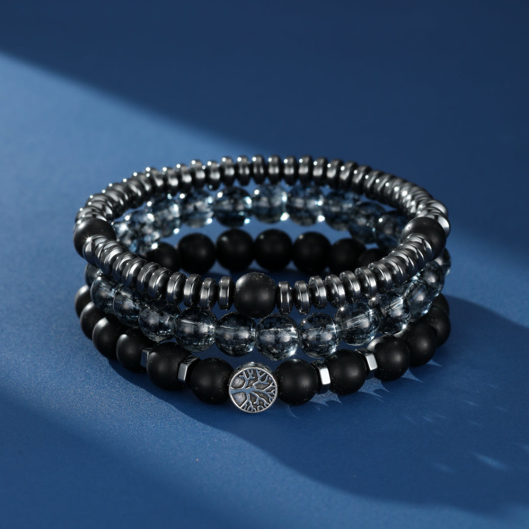 Bracelet Homme Hématite et Obsidienne – Protection Racine