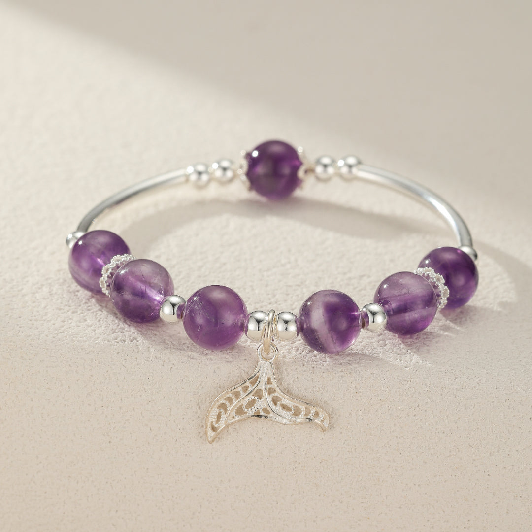 Bracelet Enfant Améthyste – Queue de Sirène, Argent 925