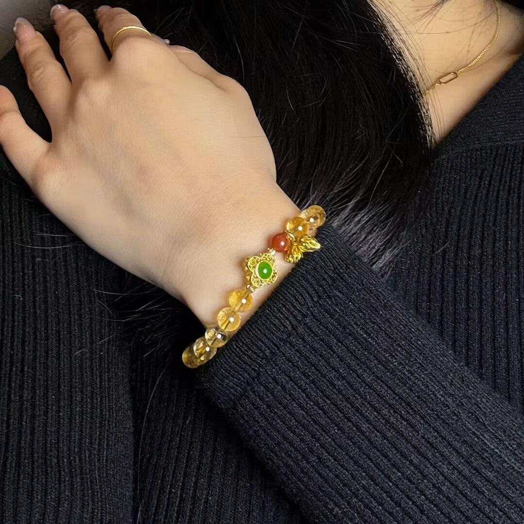 Bracelet Citrine Lotus – Prospérité et Optimisme