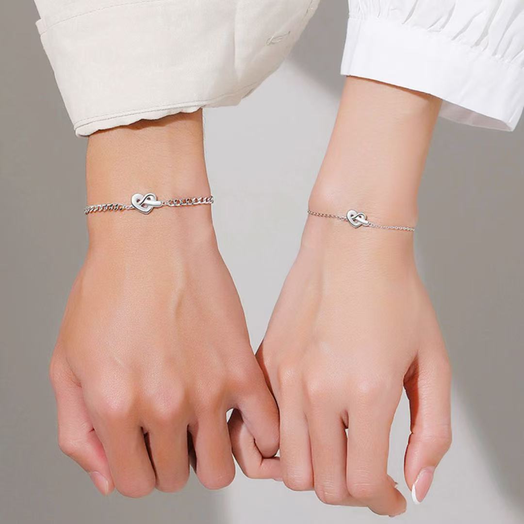 Bracelet Couple – Promesse Infinie, Argent