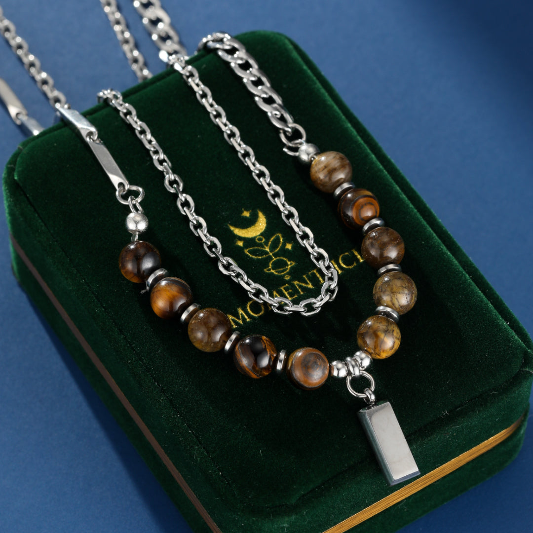 Collier Homme Œil de Tigre – Élan Minéral