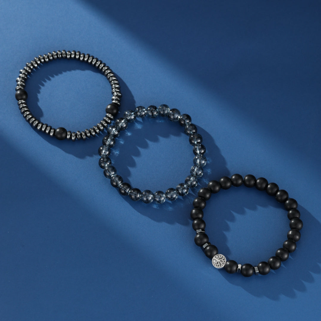 Bracelet Homme Hématite et Obsidienne – Protection Racine