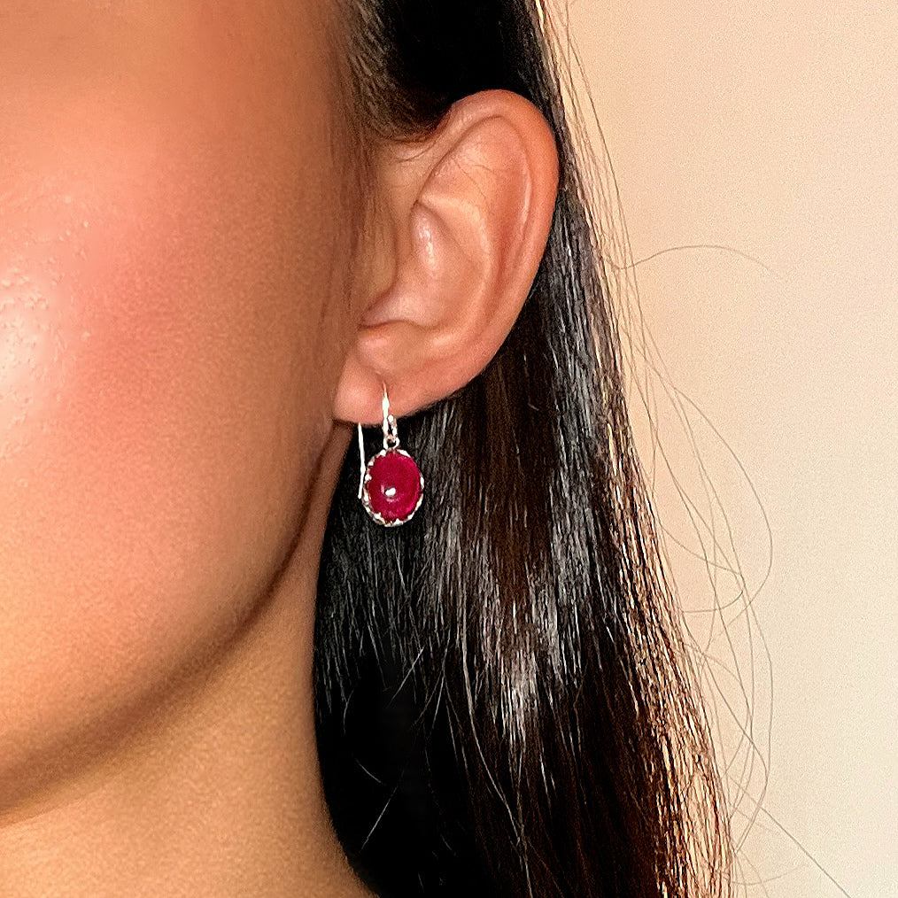 Boucles d’Oreilles Cornaline – Reflets d’Orient, Argent